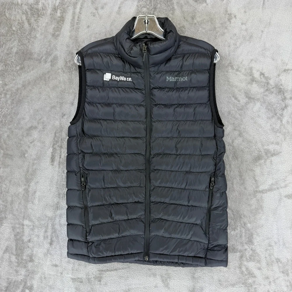 Marmot Mens Black Puffer Quilted Vest Small Full Zip Quilted Lightweight